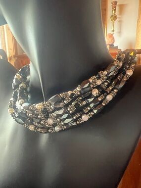 Magnetic Hematite Wrap Bracelet or necklace real pearl Accents